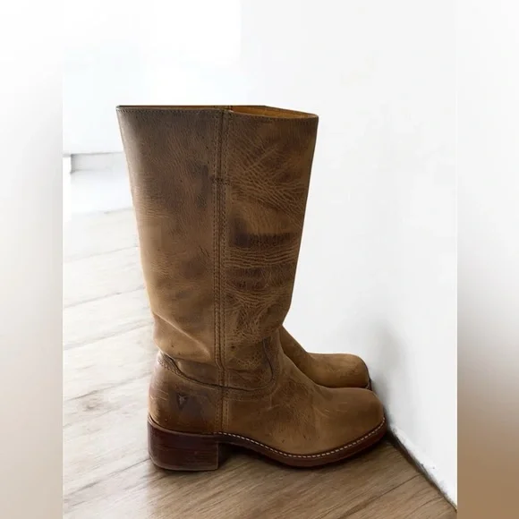 😍 FRYE Campus boots saddle tan brown tan size 9.5 - Picture 5 of 7